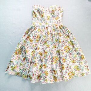 ABS by Allen Schwartz Dress Womens 8 Strapless Floral Whimsical Fairy Coquette